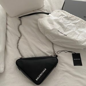 Balenciaga Black Triangle Chain Crossbody